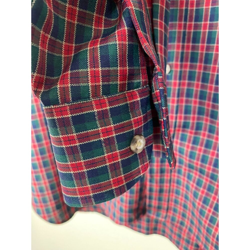 Pendleton 100% Pure Virgil Wool Mens Red Green Plaid Button Up Shirt Size Medium - Picture 8 of 13
